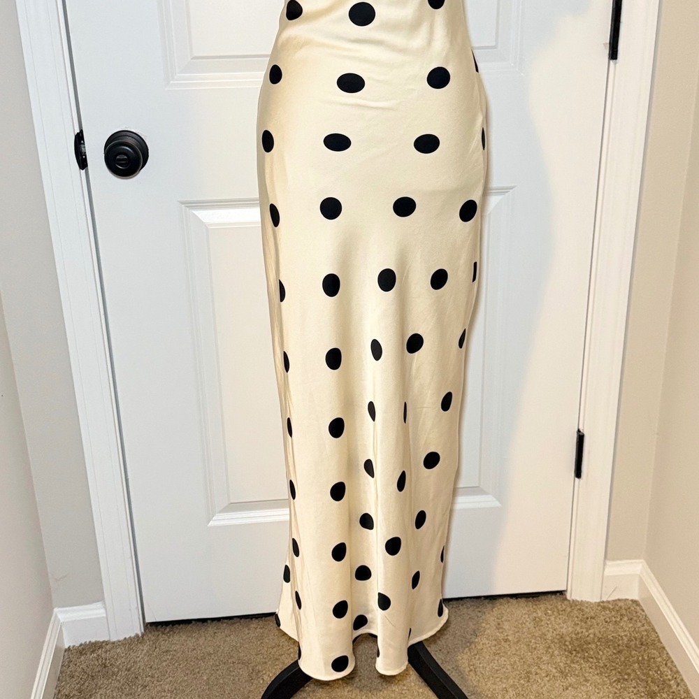 Lulus Polka Dot Puff Sleeve Maxi Dress Small Cottagecore Party - Picture 2 of 9